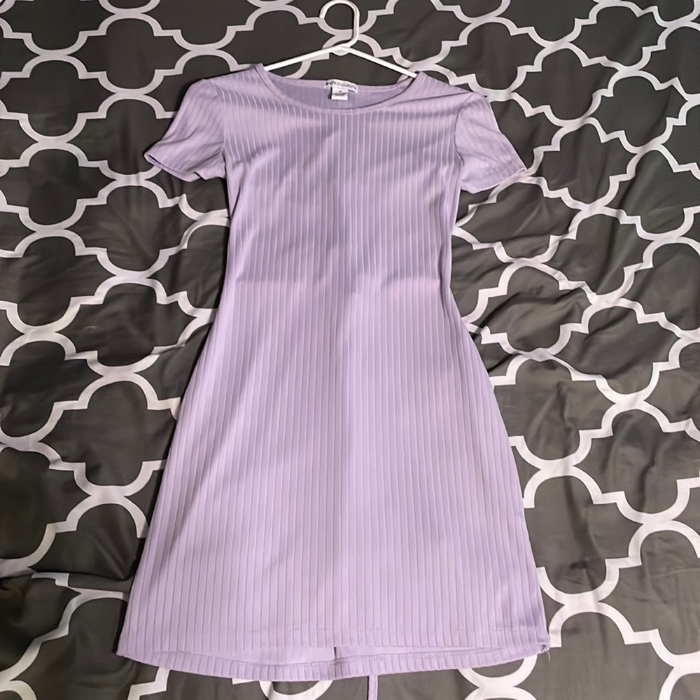 lavender open back dress